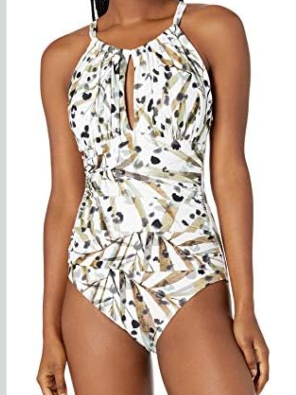 Kenneth Cole New York Women's High Neck Keyhole Cross Back Mio OnePiece Swimsuit